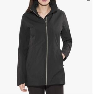 Marmot Women’s Lea Rain Jacket Black Size XL Zip Hood Slim Long Fit